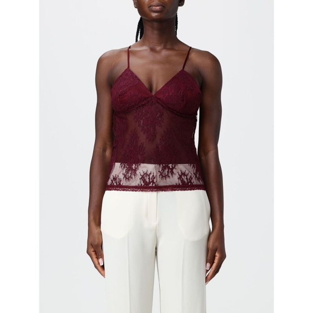 Hanita Women Hanita Sheer Lace V-Neck Evening Top With Adjustable Straps